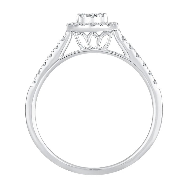 Womens 1/3 CT. T.W. Natural White Diamond 10K Gold Oval Side Stone Engagement Ring