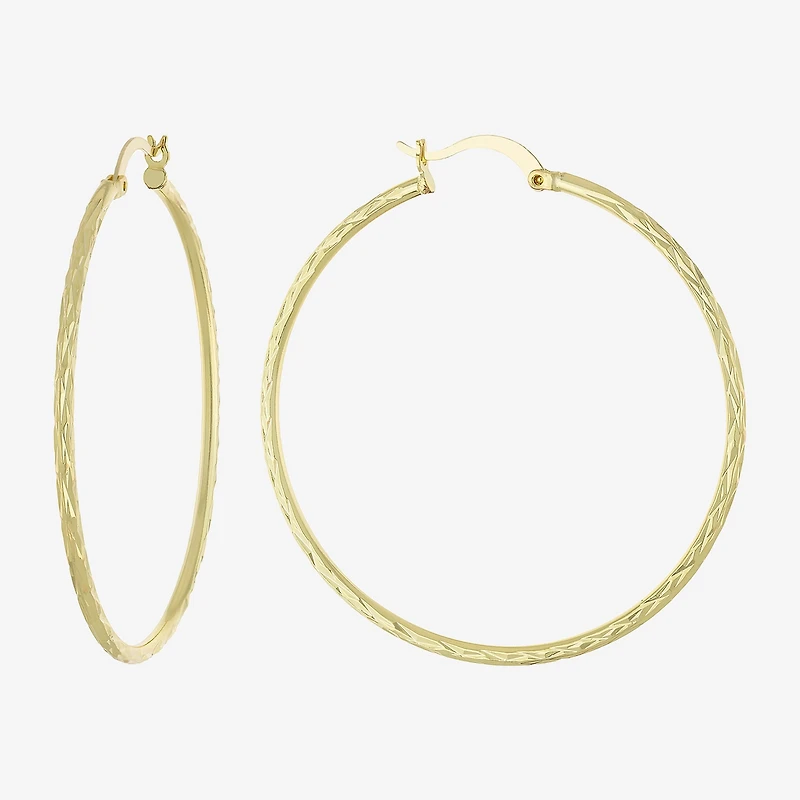 Silver Reflections 14K Gold Over Brass Hoop Earrings