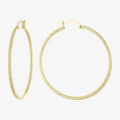 Silver Reflections 14K Gold Over Brass Hoop Earrings