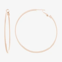 Silver Reflections 14k Rose Gold Over Brass Hoop Earrings