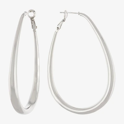 Silver Reflections Pure Silver Over Brass Hoop Earrings