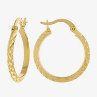 Silver Reflections 14K Gold Over Brass Hoop Earrings