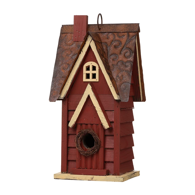 Glitzhome 12in Distressed Wood Bird House
