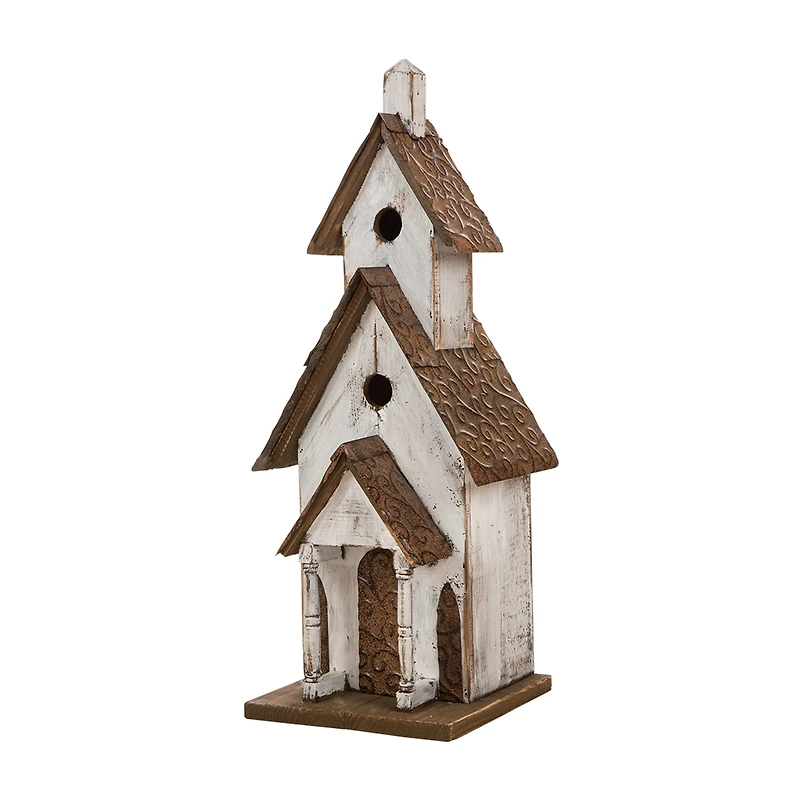 Glitzhome 23.5in Extra Large Wood White Bird House