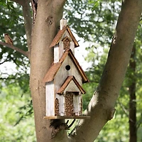 Glitzhome 23.5in Extra Large Wood White Bird House