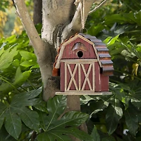 Glitzhome 10.25in Rustic Solid Wood Barn Bird House
