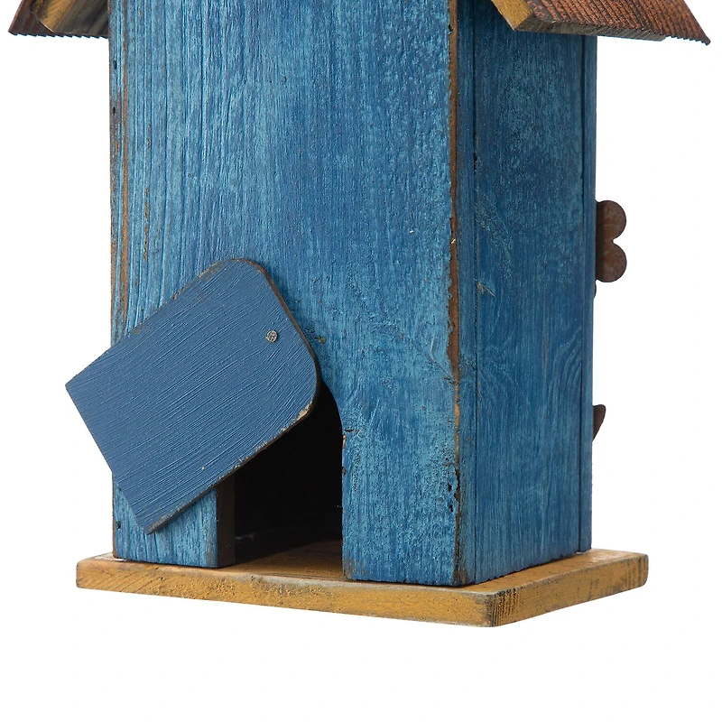 Glitzhome 10.25in Distressed Solid Wood Bird House