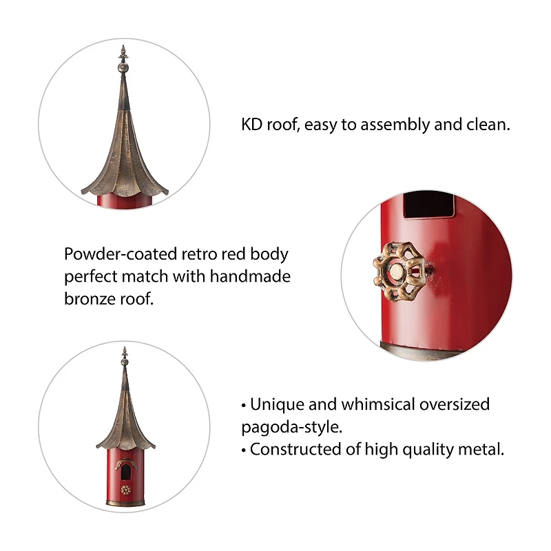 Glitzhome 32in Farmhouse Metal Pagoda Bird House