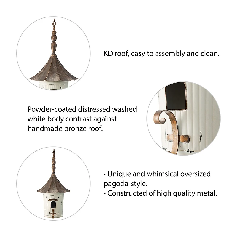 Glitzhome 29.75in Farmhouse Metal Pagoda Bird House
