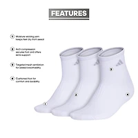 adidas Cushioned Womens 3 Pair Quarter Ankle Socks