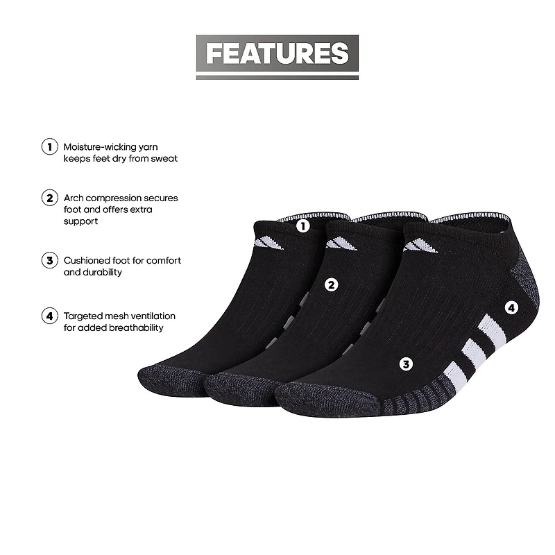 adidas Cushioned Mens 3 Pair No Show Socks