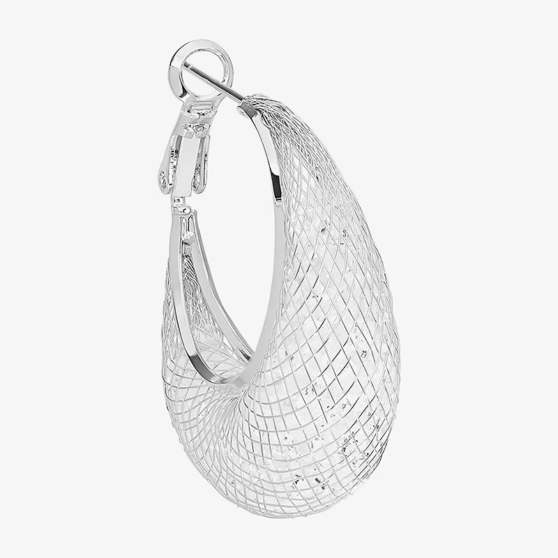 Sparkle Allure Womens Crystal 31.4mm Hoop Earrings
