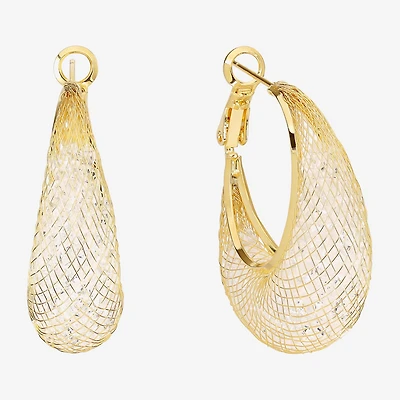 Sparkle Allure Womens Crystal 14K Gold Over Brass 31.4mm Hoop Earrings