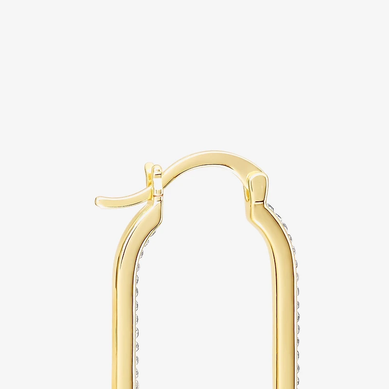 Sparkle Allure Womens Cubic Zirconia 14K Gold Over Brass 37.1mm Hoop Earrings