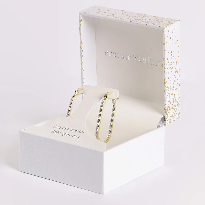 Sparkle Allure Womens Cubic Zirconia 14K Gold Over Brass 37.1mm Hoop Earrings