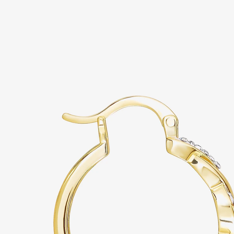 Sparkle Allure Womens Cubic Zirconia 14K Gold Over Brass 28.4mm Hoop Earrings