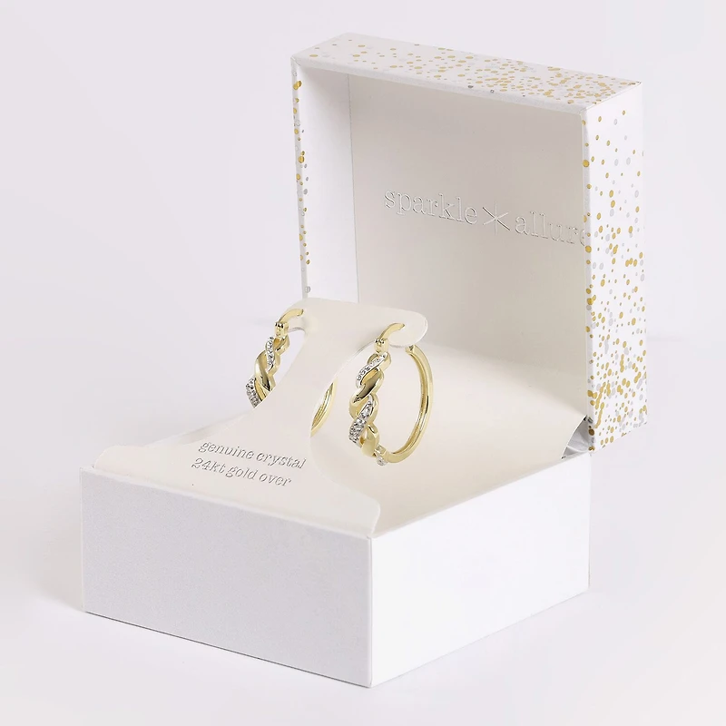 Sparkle Allure Womens Cubic Zirconia 14K Gold Over Brass 28.4mm Hoop Earrings