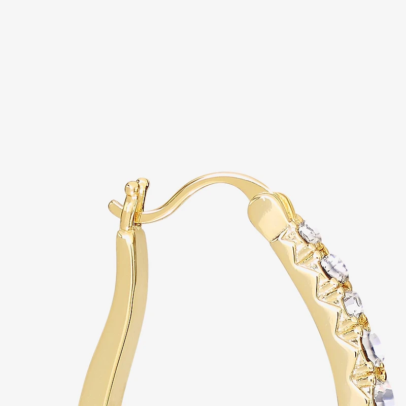 Sparkle Allure Womens Cubic Zirconia 14K Gold Over Brass 27.4mm Hoop Earrings