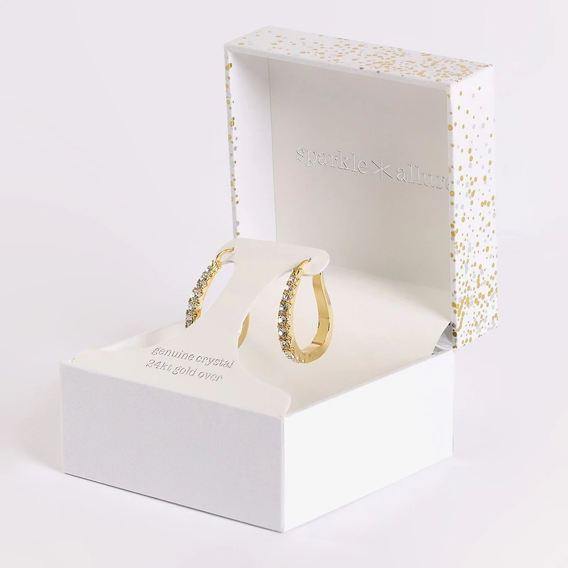 Sparkle Allure Womens Cubic Zirconia 14K Gold Over Brass 27.4mm Hoop Earrings