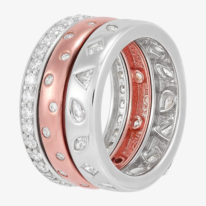Limited Quantities! Womens Cubic Zirconia 18K Rose Gold Over Silver Sterling Silver Ring Set