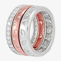 Limited Quantities! Womens Cubic Zirconia 18K Rose Gold Over Silver Sterling Silver Ring Set