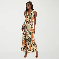 London Style Womens V Neck Sleeveless Maxi Dress