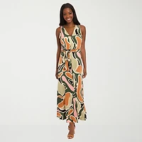 London Style Womens V Neck Sleeveless Maxi Dress