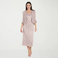 R & M Richards Womens Midi Jacket Dress