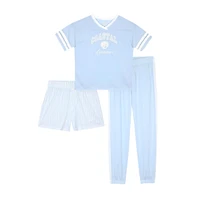 Sleep On It Little & Big Kid Girls V-Neck Short Sleeve 3-pc. Pajama Set