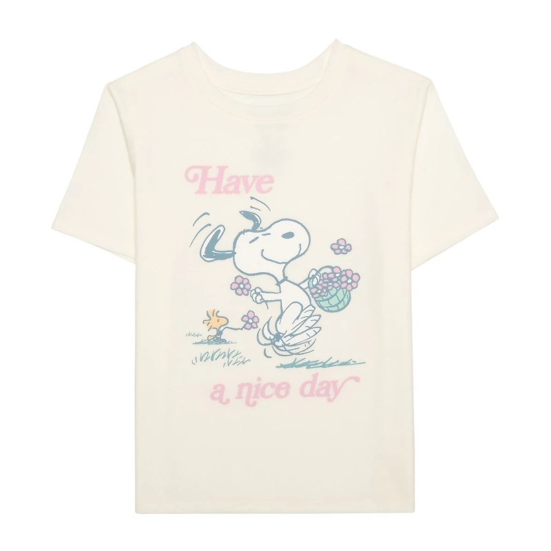 Little & Big Kid Girls Crew Neck Short Sleeve Regular Fit Peanuts Graphic T-Shirt
