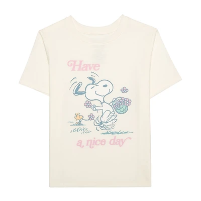 Little & Big Kid Girls Crew Neck Short Sleeve Regular Fit Peanuts Graphic T-Shirt