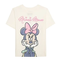Disney Collection Girls Crew Neck Short Sleeve Regular Fit Minnie Mouse Graphic T-Shirt