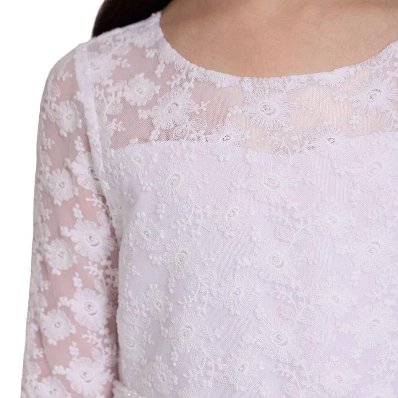 Bonnie Jean Little & Big Kid Girls 3/4 Sleeve Lace Flower Girl Fit + Flare Dress