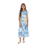 Speechless Big Kid Girls Short Sleeve Flutter Floral Maxi Dress