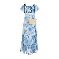 Speechless Big Kid Girls Short Sleeve Flutter Floral Maxi Dress