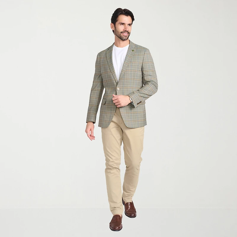 CRICKETEER™ Mens Plaid Stretch Fabric Regular Fit Sport Coat