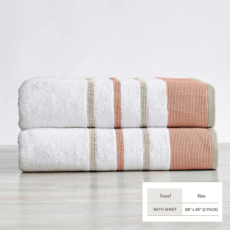 Luxury Cotton 2 Pc Decorative Bath Sheet Set