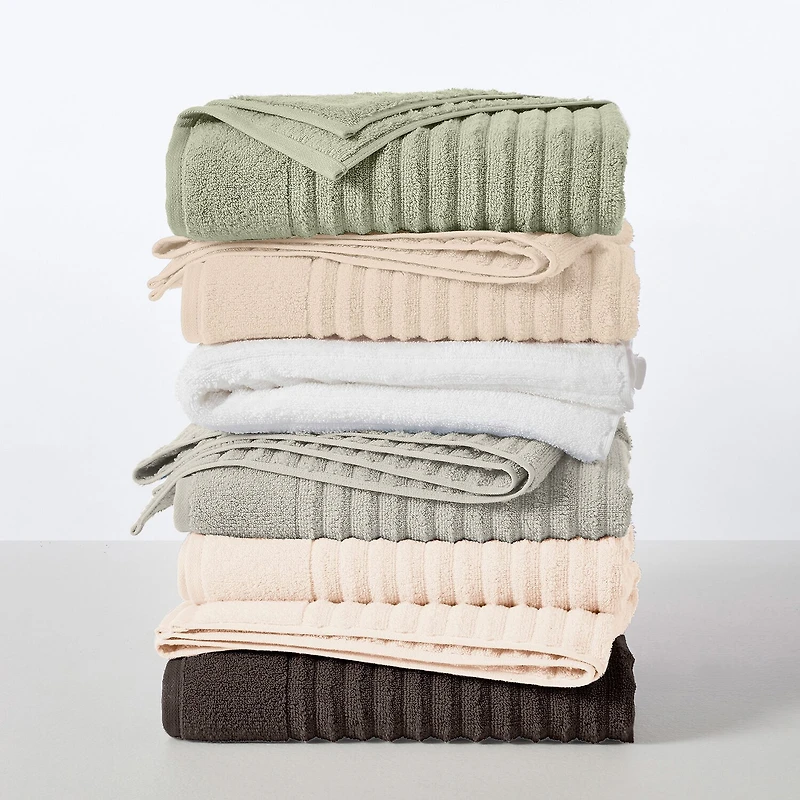 Linery Solid Cotton Ribbed Textured 2-pc. Bath Sheet