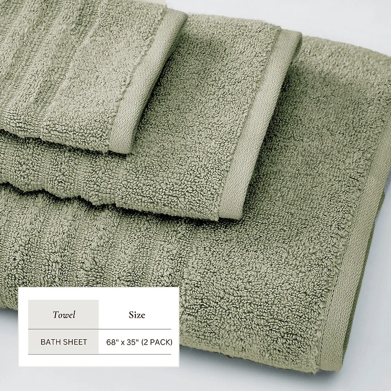 Linery Solid Cotton Ribbed Textured 2-pc. Bath Sheet