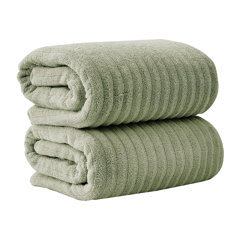 Linery Solid Cotton Ribbed Textured 2-pc. Bath Sheet