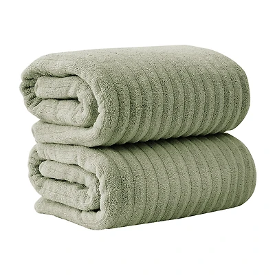 Linery Solid Cotton Ribbed Textured 2-pc. Bath Sheet