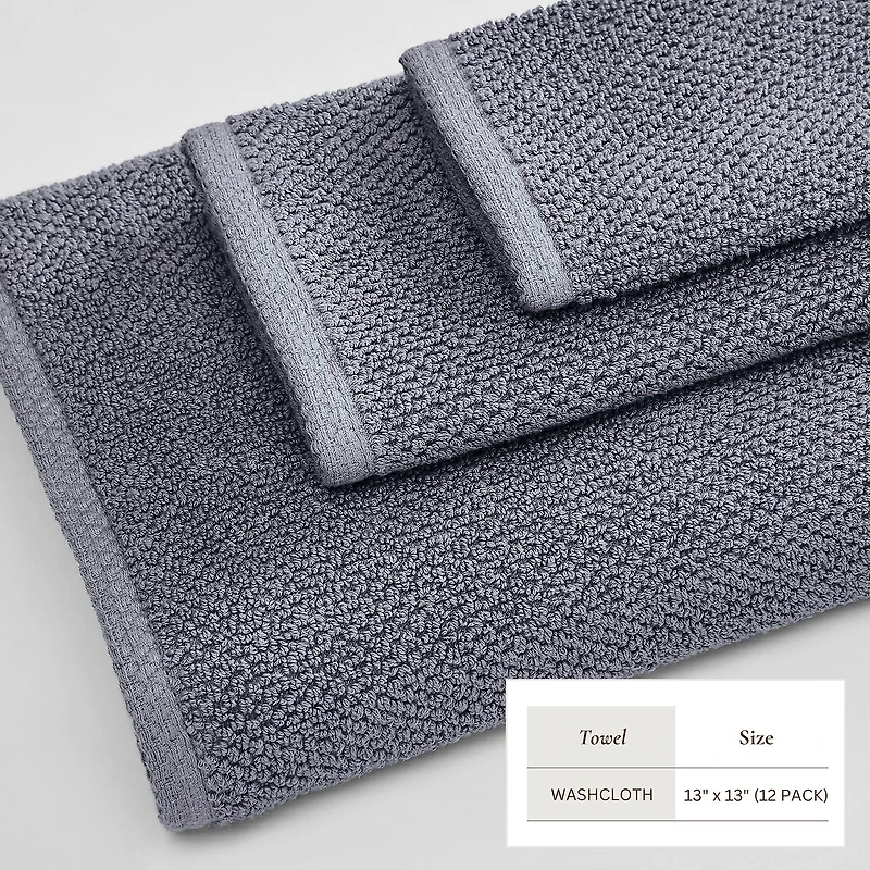 Linery Solid Cotton Textured Quick Dry Washcloth