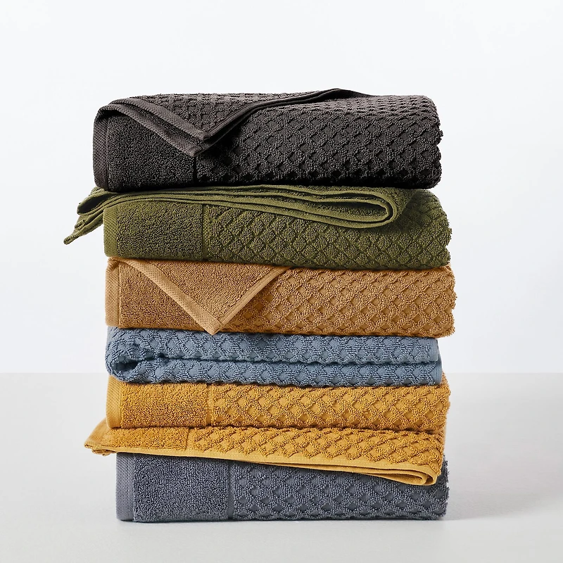 Linery Solid Cotton Textured Bath Sheet