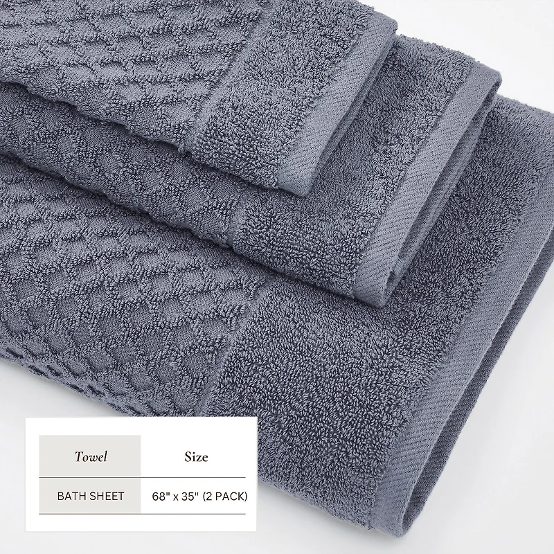 Linery Solid Cotton Textured Bath Sheet