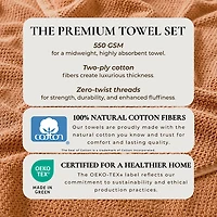 Linery Cotton Quick-Dry Loop Textured 12 Pc Washcloths