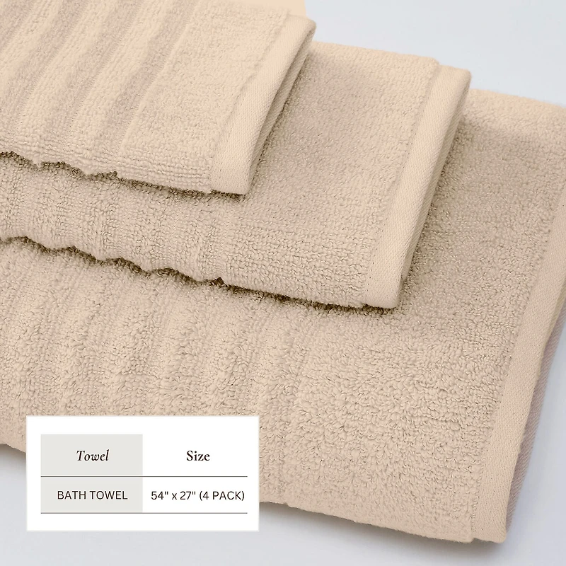 Linery Luxurious Cotton 4 Pk Bath Towel Set