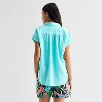 St. John's Bay Womens Tall Short Sleeve Blouse