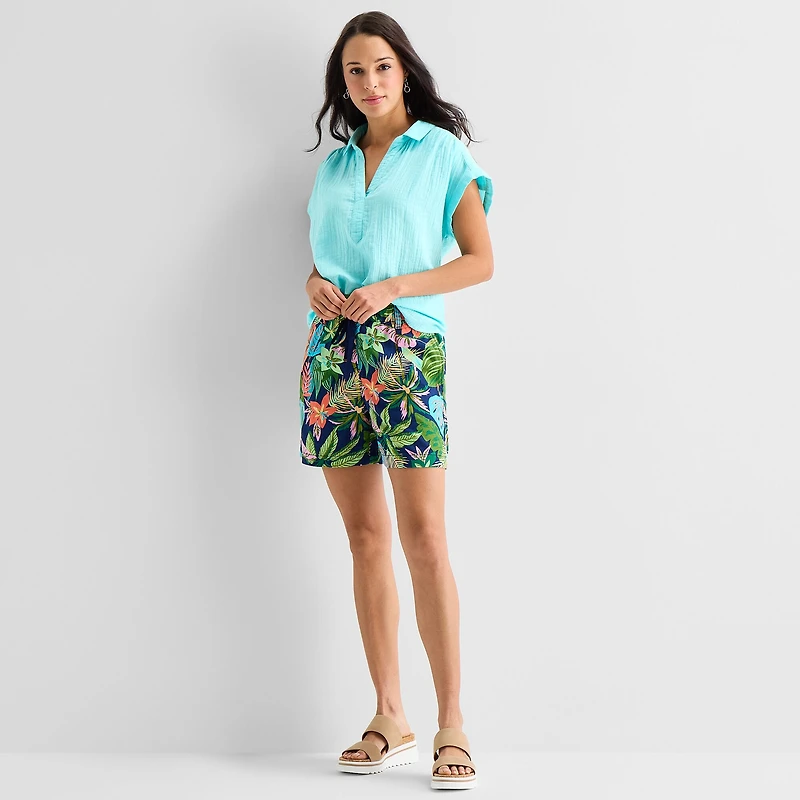 St. John's Bay Womens Tall Short Sleeve Blouse