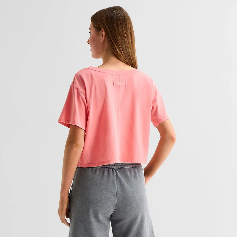 Arizona Womens Juniors V Neck Short Sleeve T-Shirt