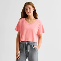 Arizona Womens Juniors V Neck Short Sleeve T-Shirt